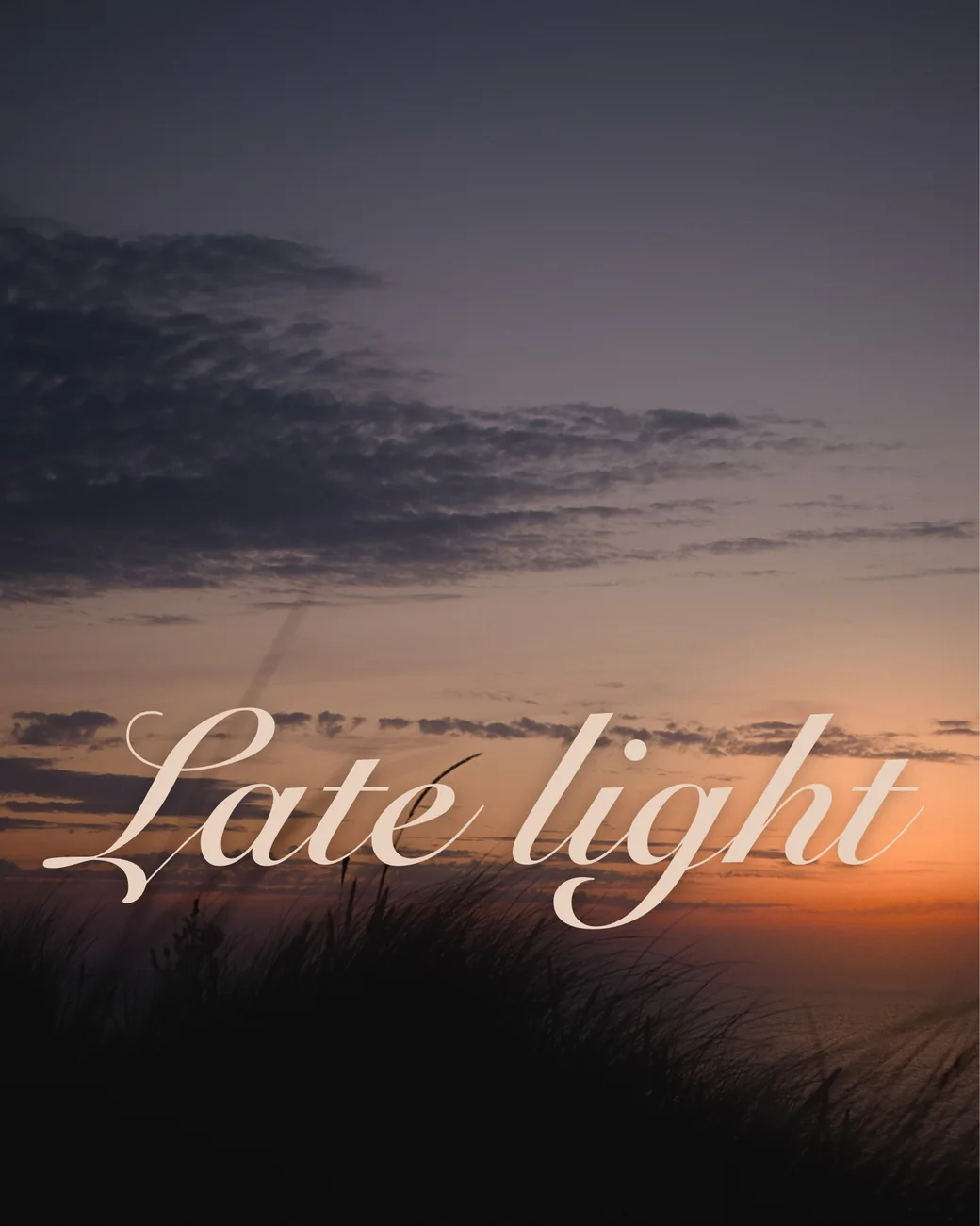 A cover titled Late light, set over a sunset